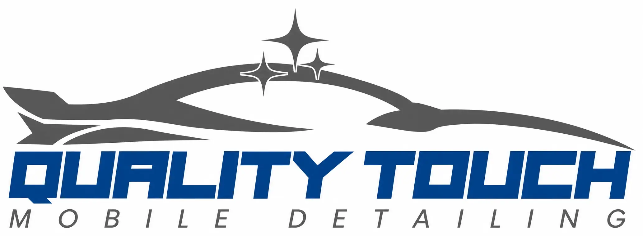 Quality Touch Mobile Detailing logo with gray swoosh design and blue text